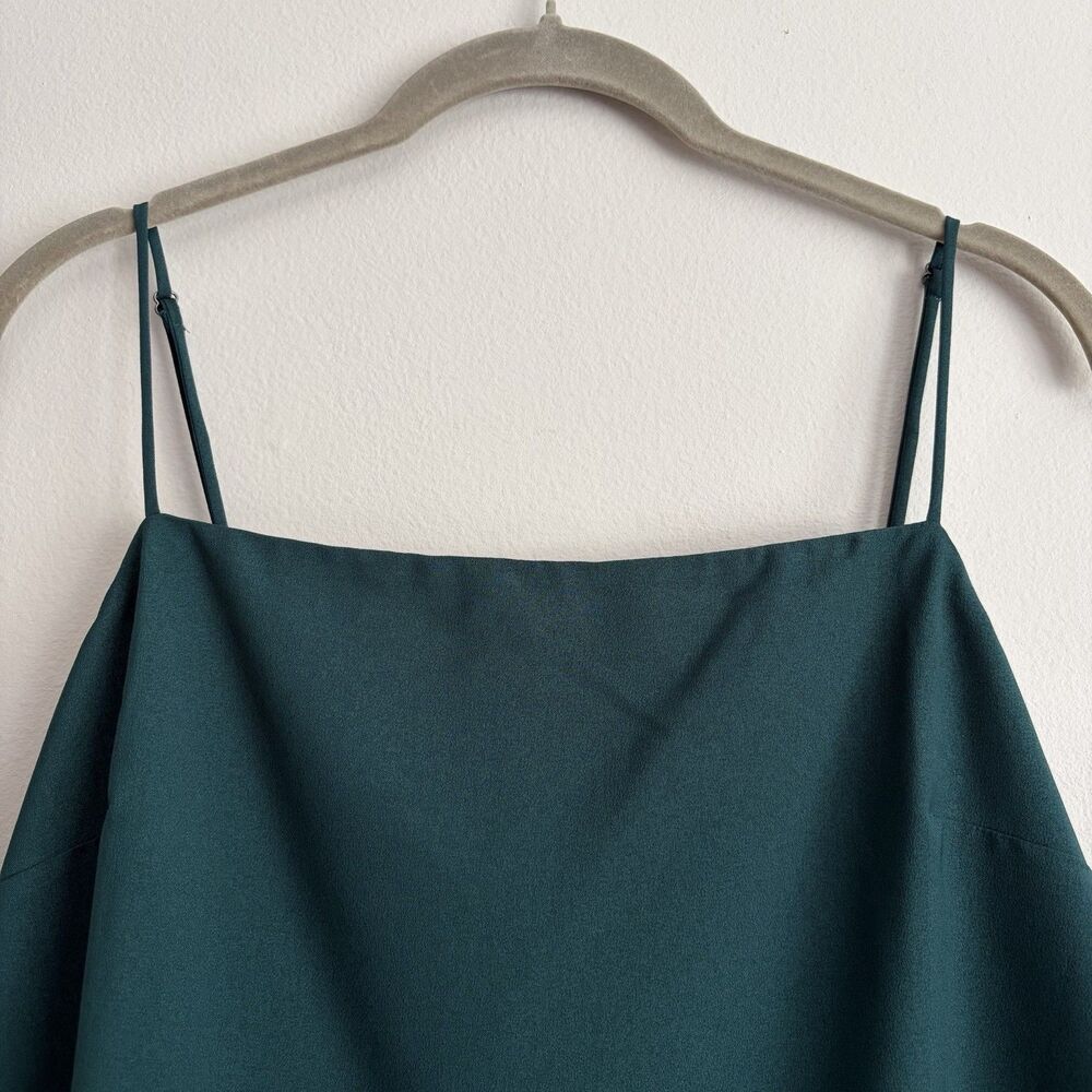 J Crew Womens Green Cami Tank Top Adjustable Blouse Scalloped Hem Size 12 - Picture 2 of 8